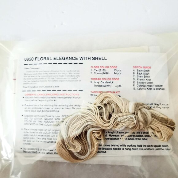 Creative Circle Floral Elegance Shell Needlepoint Kit Art Deco Sealed - Picture 3 of 4